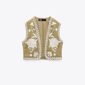 cropped embroidered vest